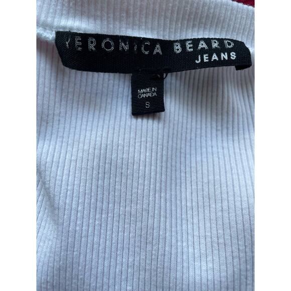 Veronica Beard Selene Ribbed Ruffle Shoulder Top - Picture 3 of 4